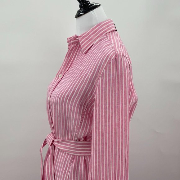 Maxi ShirtDress NWT Linen PinkWhite Ralph Lauren - Picture 11 of 14
